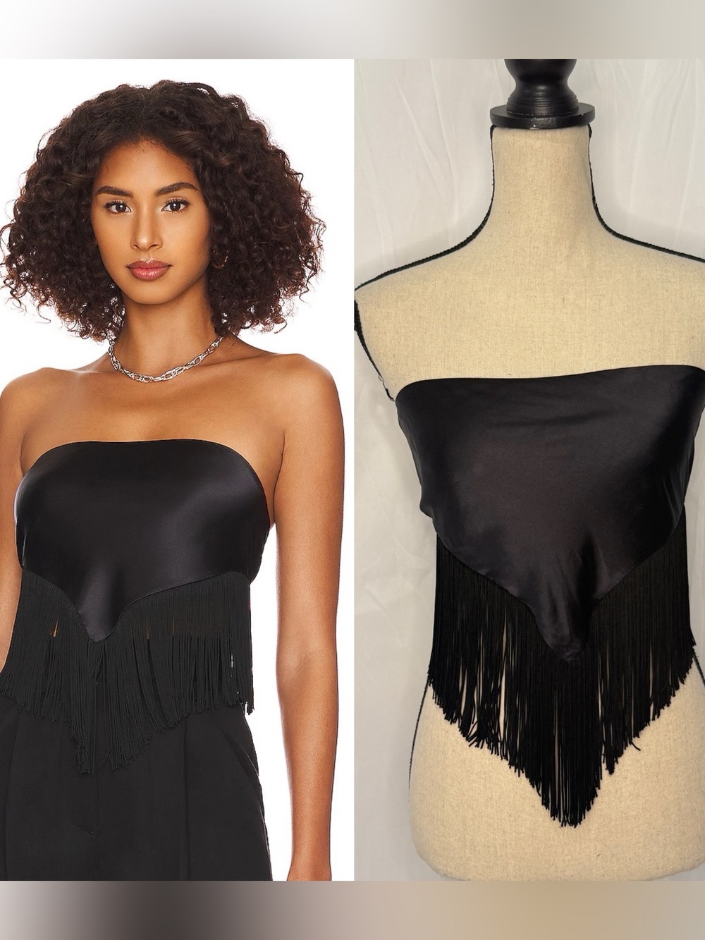 Silk Roads by Adriana Iglesias x REVOLVE Janis Strapless Black Fringe Top